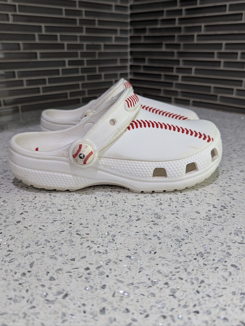 Crocs Kids Baseball Clogs White Red Softball Base Ball Mlb Child Size 13 - Picture 5 of 11